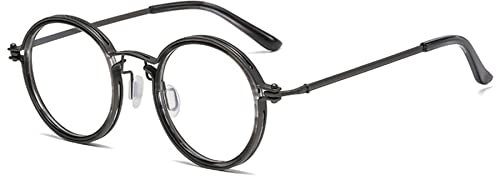Lanomi Retro Sehr Rund Blaulichtfilter Brille Ohne Sehstärke Vintage Nerdbrille Metall Voller Rahmen Anti Blau Computerbrille für Damen Herren Waffenfarbe Rahmen