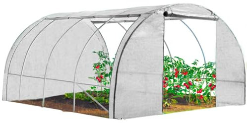 Serre de Jardin Tunnel 4 Saisons - 4 fenêtres -12 m² renforcée 3x4m - Blanche