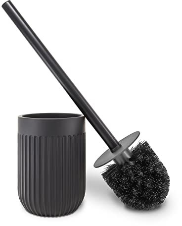 Nadi Collection | Escobilla de baño-WC-Inodoro | Resina | Negro mate | Serie Urban | Cepillo negro desmontable | 9.4cm ∅ x 35.5 cm alto (Negro)