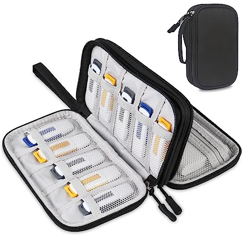 Lacdo USB Organizador electrónico Bolsa de Cable tecnología Estuche de Estuche de Cargador para SanDisk/SamData/Samsung Unidades Flash USB Jump Drive Memory Stick, Tarjeta SD, Cable, Negro
