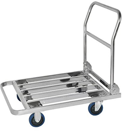 QUNINE Push Cart, Faltbarer Trolley, robuster Edelstahl-Trolley, Flachbett mit hohler Plattform, Gepäck, Gepäck, mobiler Transport, Plattformwagen (Größe: 60 x 100) (einfarbig, 60 x 100)