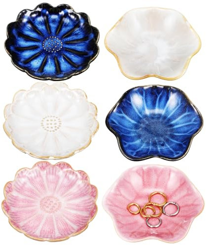 IMIKEYA 6pièces Assiette à Bijoux Céramique De Support Décoratif Pour Bijoux Éléments De Décoration Et Rangement Design Élégant Dégradé De Couleurs Pour Maison Et Dormitory