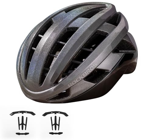 ROCKBROS Casco Bici, Casco Bicicletta, Casco da Ciclismo Ammortizzato, Casco Aerodinamico, Casco per Uomo Donna, Adatto per MTB, Bici da Corsa, M(54-58cm) / L(58-62cm)