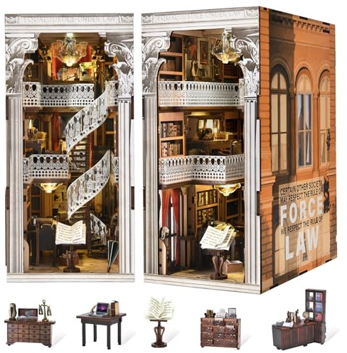 MiniCity Law Library Book Nook Kit for Adults, 3D Wooden Puzzle Craft