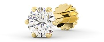 585 Gold Nasenstecker Stud mit Diamant für Nasen- und Lippenpiercing, Labret-Stift Körper-Schmuck Ohr Tragus Helix Piercing Schmuck Hypoallergen Frauen Männer 14 Karat 6 Zacken 3.25MM (0.15 CT)