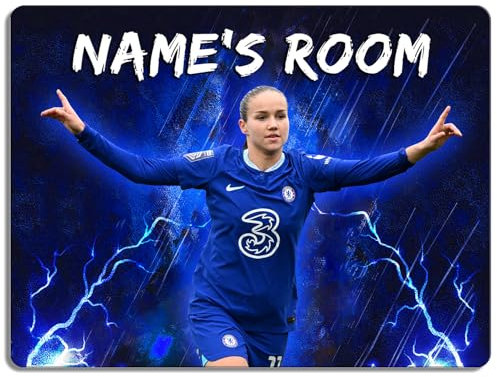 Personalised Guro Reiten Bedroom Door Sign Womens Football Legend Room Name Plaque Children's Girls Chelsea Football Player Kids Birthday Gift NLD63