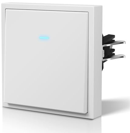 BSEED Lichtschalter Matt mit Licht, Wechselschalter Unterputz mit Krallen, Einfach Montage, C-Serie,1 Fach 1 Weg,80mm Weiß