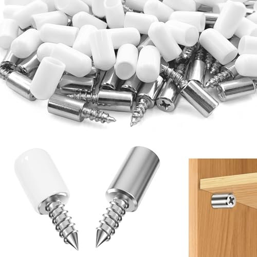 60 Piezas Soporte Balda, Soportes para Estantes, Soporte Estante Cristal con protectora Antideslizante, para Armario, Aparador, Librero y Clóset (Blanco)