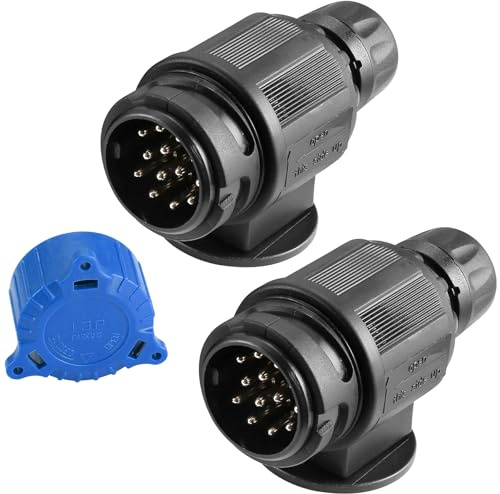 ETUKER 2X Prise remorque 13 Broches Etanche,12V Prise attelage 13 Broches Connecteur Prise de Remorque Male pour Porte-vélos,Caravane,fiche remorque 13 Broches Male