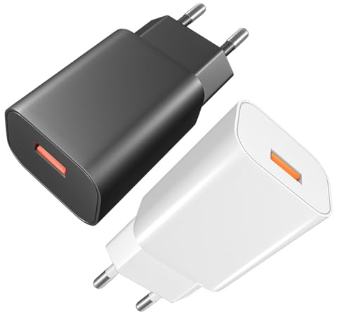 Powice 18W/15W US B A Ladegerät, 12V1,6A/9V/2A/5V/3A US B Ladegerät, US B Adapter, USB Netzteil, Ladegerät USB Geeignet für Mobiltelefone, Bluetooth Lautsprecher und Andere Kleingeräte, Schwarz+Weiß
