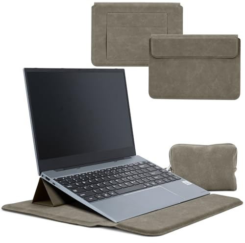 HaruYo 12-13-14-15-15.6-16 Pollici Custodia per laptop con Supporto Integrato e Polsiere, PU Pelle Portatile Sleeve per MacBook Air/Pro/Surface Dell Lenovo HP ASUS Acer 15-16 Pollici