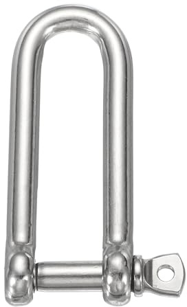 sourcing map Grillete de arco de acero inoxidable, 24 mm de largo, en forma de D, grilletes de tornillo grandes para barco, velero, cadena de aparejo, cierre de aparejo, joyería de paracaídas
