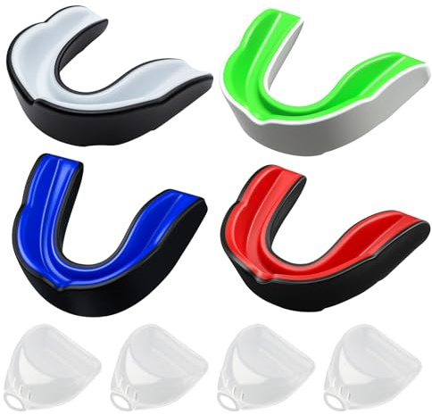 Mundschutz Boxen 4er Set, Zahnschutz Kampfsport Mundschutz, Professioneller Mundschutz Für Boxen MMA Training, Bequemer Zahnschutz Mit Individuellen Farben, Einfache Reinigung Und Langlebige Qualität