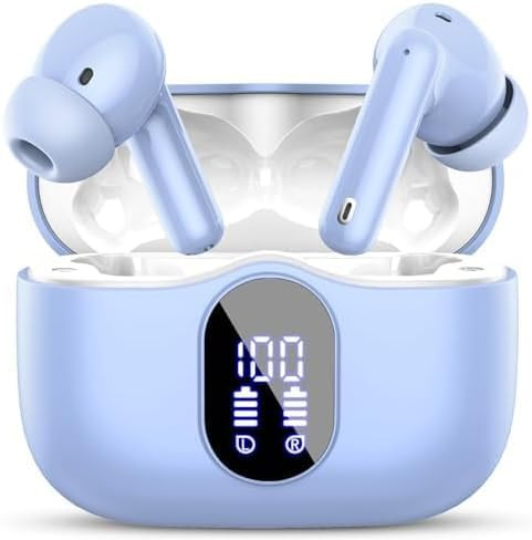 Bluetooth-hörlurar, trådlösa Bluetooth 5.4 sport in ear hörlurar med app, trådlösa hörlurar 40 timmars speltid, LED-laddningsfodral, ENC brusreducerande mic, djupa bashörlurar för IOS/Android