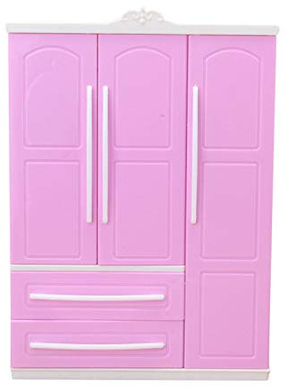 Plastic Three-door Wardrobe Dollhouse Playset Furniture Simulation Model Toy