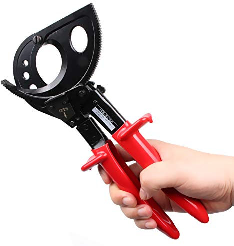 LUBAN Ratschenkabelschneider HS-520A, Kabelschneider zum Schneiden von Kupfer- und Aluminiumkabel bis zu 400 mm², Handwerkzeug mit Ratschenprinzip, Drahtkabelschneider, Ratschenschneider