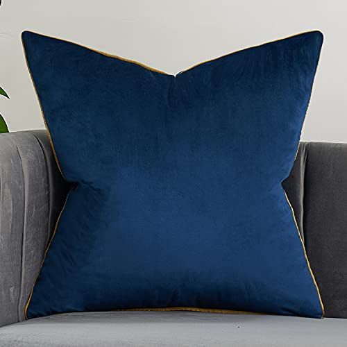 Avigers 20 x 20 Inches Navy Blue Solid Cushion Case Luxury European Throw Pillow Cover Decorative Pillow for Couch Living Room Bedroom Car