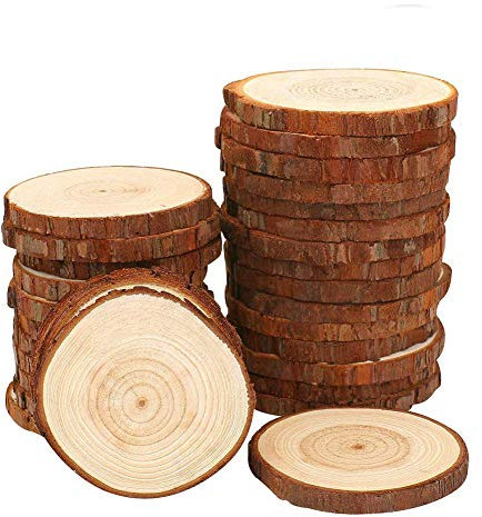 Holzscheiben 30 Stücke Holz Log Scheiben 6-7cm für DIY Handwerk Holz-Scheiben Hochzeit Mittelstücke Weihnachten Dekoration Baumscheibe (30st 6-7cm)