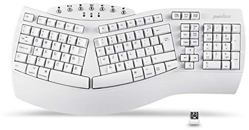 perixx PERIBOARD-612 Wireless Ergonomic Split Keyboard with Dual Mode 2.4G and Bluetooth Features, Compatible with Windows 10 and Mac OS X System, White, QWERTY UK