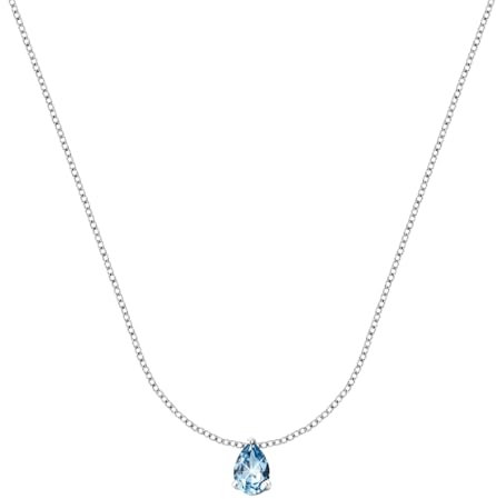 Bluespirit Collana da donna, Collezione Aurora, in Argento 925, Zirconi,Idee regalo, Ciondolo a goccia - P.25U210000200