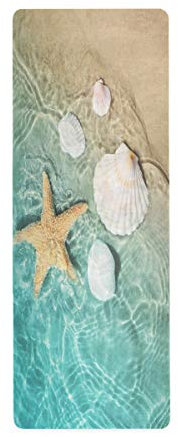 MNSRUU Reise-Yogamatte, rutschfest, Seestern und Muscheln, Yoga-Handtuch, 1 mm dick, faltbare Matte für Pilates, Heim-Fitnessübungen