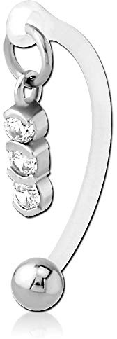 viva-adorno Piercing intime KVV Christina Bioflex Piercing banane 3 cristaux clairs Piercing nombril Z550_3er