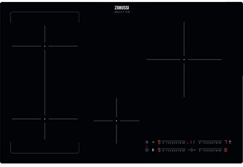 Zanussi ZIFN844K - Placa con 4 inducciones, 80 cm (Power, función Puente, Slider Independiente, Hob2Hood, Zona 24 cm, 3.6 KW, Temporizador, F. Pausa, sin Marco, Easy-Fix, extraplana)