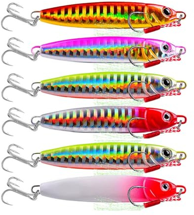 Jigs Leurres de pêche Basse Cyprinidés Coulant Cuillères Métal Micro Jigging Bait salée et Eau Douce, appât Artificiel pour Bar et cyprinidés