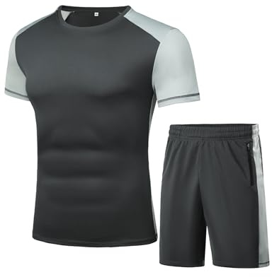 Wayleb Completi Sportivi Uomo Estivi Tuta Sportiva Uomo Tuta da Fitness Maniche Corte Pantaloncini Tuta da Ginnastica Uomo per Jogging Fitness, S-XXL