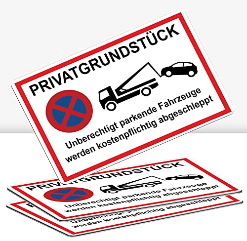 STROBO 3 Stück XXL Privatgrundstück Fahrzeuge werden kostenpflichtig abgeschleppt Hinweisschild | Stabile 3mm Aluminiumverbundplatte als 40x30cm Schild mit UV-Schutz für den Außenbereich