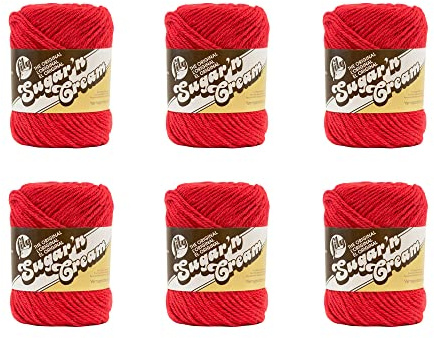 Lily Sugar'n Cream Cotton Yarn for Dishcloths Red 6-Pack
