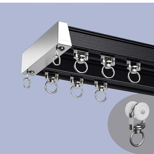TIPIACE Doppio Binario Pesante per Tende Silenzioso Personalizz. (Black) | Tecnologia Nano Silenzio, Montaggio Soffitto/Parete, Lunghezza Personalizzabile, per Casa e Ufficio