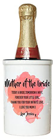 Treat Republic Personalised Miniature Champagne Bucket – Mother of Bride Theme, Ceramic Bucket, Beverage Ice Bucket, Glossy Interior | Bar Tools & Drinkware