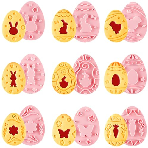 FainFun Ausstechformen Ostern Kunststoff, 9 Stück Plätzchen Ausstecher 3D, Keksausstecher für Ostern, Ausstecher Set für die Herstellung von Cookies, Zucker Cookies und Schokolade