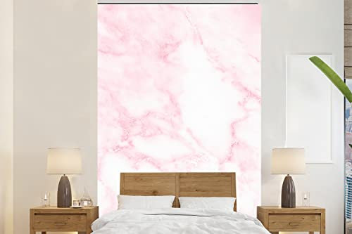 Selbstklebend Tapete Wandpapier Wandaufkleber Fototapete Tapeten Wanddeko 145x220 cm Marmor - Weiß - Rosa - Chic - Marmoroptik
