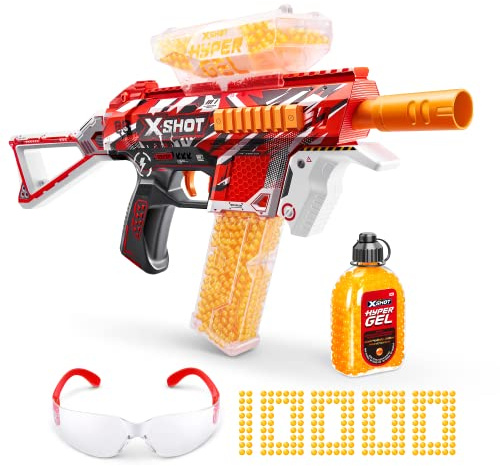XShot ZURU Hyper Gel Trace Fire Blaster, Lanzador de Gel semiautomático y Totalmente automático y 10.000 gellets, tolva de 600 capacidades y Cargador de Capacidad de 850, a Partir de 14 años
