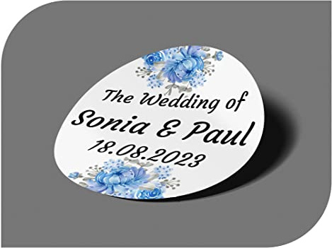 Personalisierbare Aufkleber für Hochzeit, mit Namen und Datum, Aufkleber für Einladungen, Hochzeit, Taufe, Verlobung, Kommunion, Geburtstag, Party, Vintage, Stempel (Modell 2)