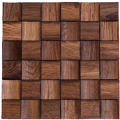 BROSZEIT St. Moritz Wandpaneele für Wohnzimmer/Wohnraum Eiche Echtholz hochwertige Wandverkleidung und Akustikeffekt in 3D Optik (30 x 30 x 0,6mm) 10 Stk/0,9m² per Pack. (Eiche geräuchert)