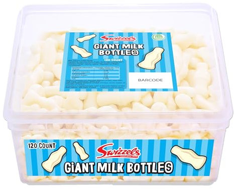 Swizzels Milk Bottle Sweet Tub Milk Flavour Foam Sweet Gums Giant Bottle Sweets Free From Artificial Colours 120 Sweets Approximately