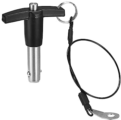 QUARKZMAN T Griff Kugelsperrbolzen 1 Stück 12mm Pin Durchm. 20mm Verwendung Länge T Griff Sicherungsstifte Edelstahl Druckschalter Schnellverschluss Stift mit Schlüsselband Kabel