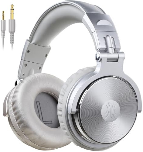 OneOdio Casque Supra-auriculaire avec câble, Pilote 50 mm, Son Basse, Jack 6,35 et 3,5 mm, Port de Partage, Casque DJ fermé pour Studio, Podcast, Moniteur, téléphone Portable, PC, MP3/4 (Pro-10 Gris
