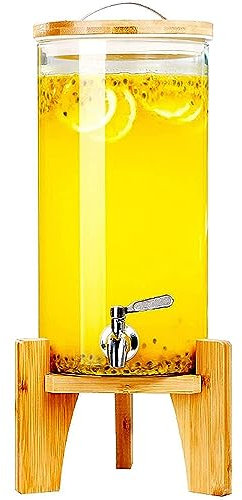 LYXXW Barrel Beverage Dispenser with Stand Tap 15L Easy Filling Wide Mouth - Glass Jug Cocktail Accessories, Mason Jar Water Dispenser for Parties, Home, Bar, Wedding,15L