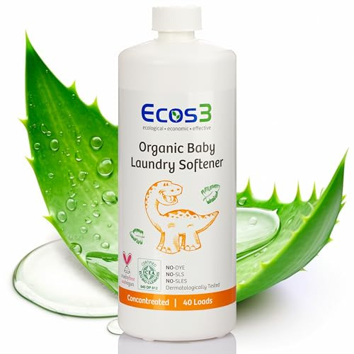 Bio Baby Weichspüler für Empfindliche Haut, Öko-Freundlich & Parfümfrei, Ecocert Zertifiziert, Dermatologisch Getestet - Sanfter Stoffweichspüler für Babykleidung, Konzentriert - 40 Waschgänge