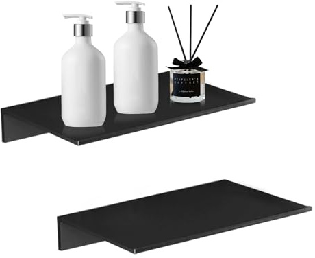 YapitHome 2 Stück Wandregal Metall Aluminum Schwarz Display Ledges Schwebendes Wandregal Wandboard für Schlafzimmer,Küche,Büro,Wohnzimmer,Schwarz Modern