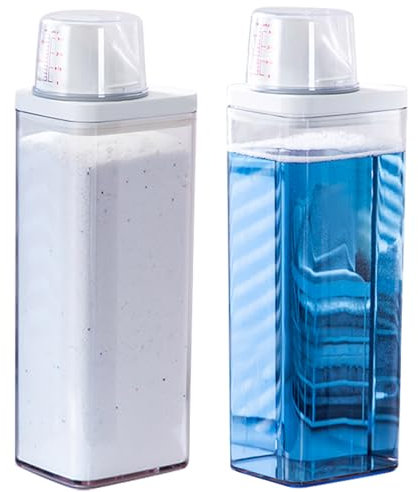 2 pezzi Dispenser Detersivo Lavatrice 1900ML Dosatore Detersivo Lavatrice con Misurino per Detersivo in Polvere e Liquidi,Riutilizzabili Contenitore,Dispenser Detersivo Multifunzione per Uso Domestico