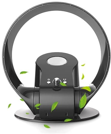 ZbOLi Wall Mounted Fan,Industrial Electrical Fan,12in Bladeless Desk Fan,Metal 3 Speed Office/Bedrooms Floor Fan,With Remote Control/timer,quiet Cooling Air black