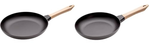 STAUB Poêle en Fonte, Noir Mat, 28 cm & Poêle en Fonte, Ø 24 cm, Noir Mat