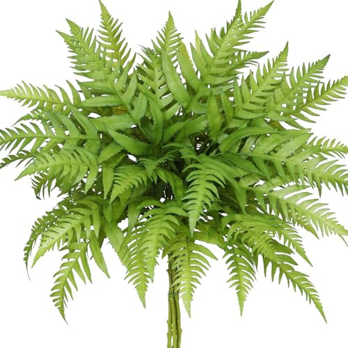 Hawesome Artificial Ferns for Outdoors 30 Large Fake Greenery Stems Boston Faux Plants UV Resistant Artificial Plant for Garden Planter Window Porch Home Indoor Outdoor Decor