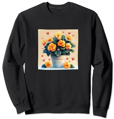 Begonia Plant In Pot Cottagecore Boho Hearts Graphic Sweatshirt