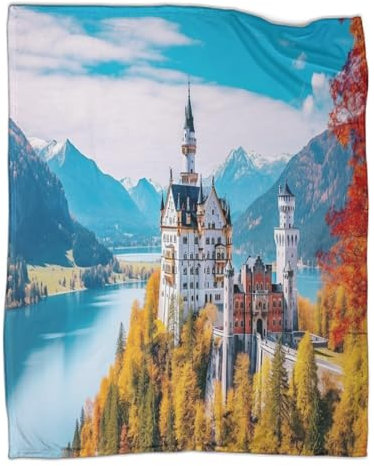 Herbstfarben des Schlosses Kuscheldecke 50x60inch(127x152cm),weich & Warm,extra Flauschig Als Sofadecke Wohndecke Yogadecke Tagesdecke,Plüsch Sofaüberwurf